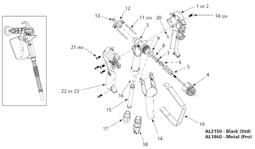 Spray-Gun Parts Diagram and Parts List for PS260E  Campbell Hausfeld Paint Sprayer